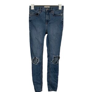 Free People Distressed High Waisted Skinny Jeans